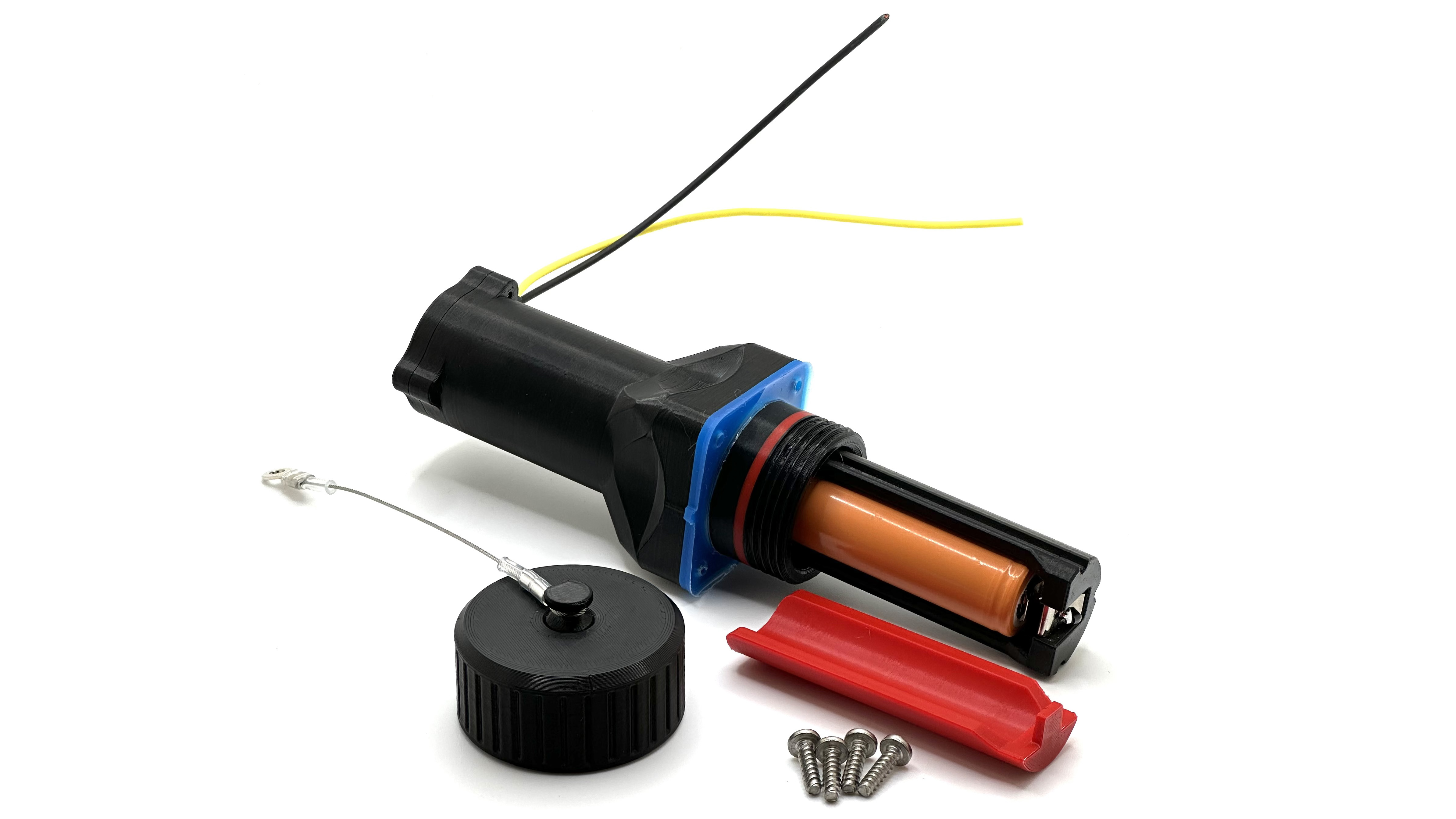Panel-mount IP67 18650 battery holder prototype